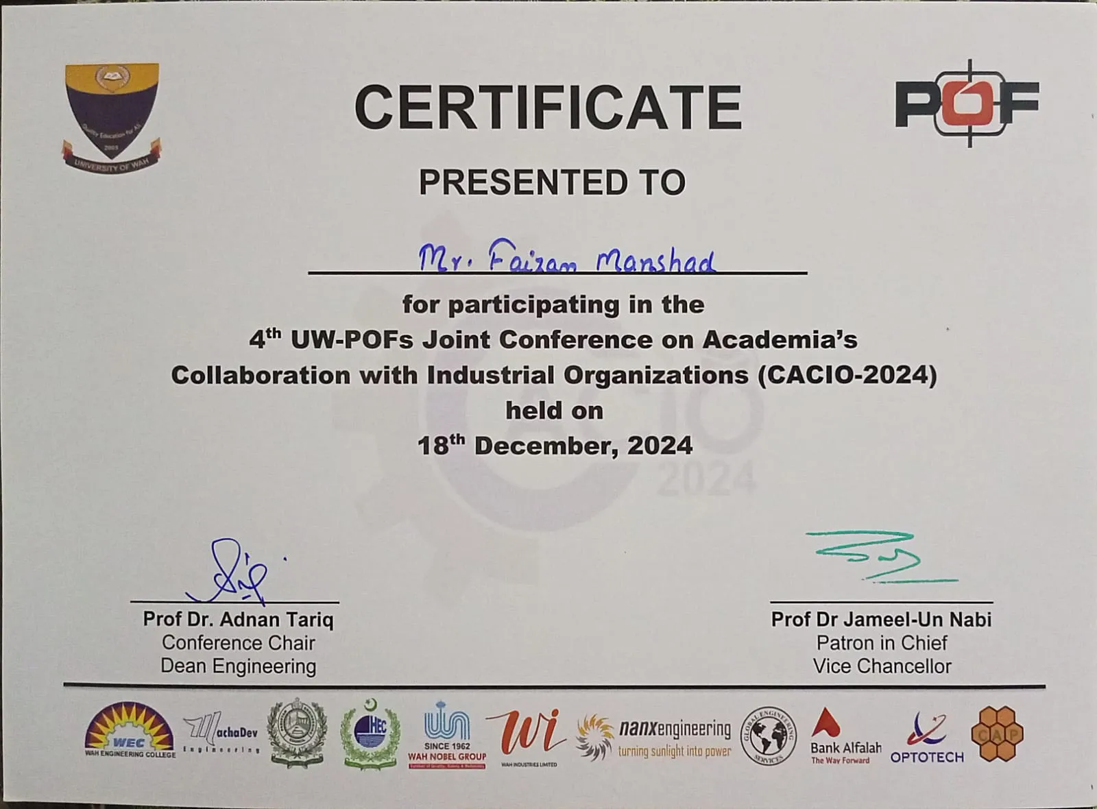 Certificate / Document