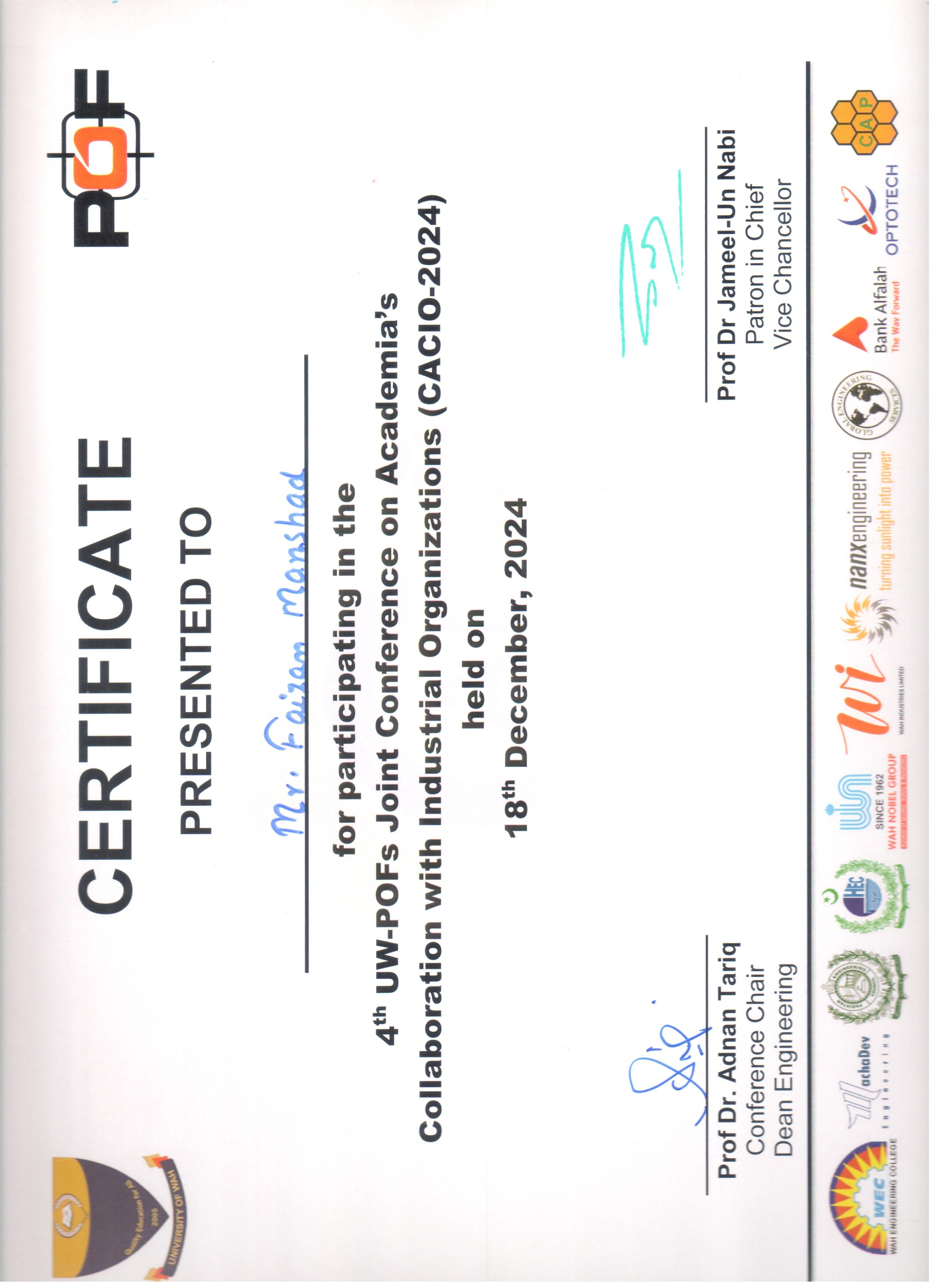 Certificate / Document