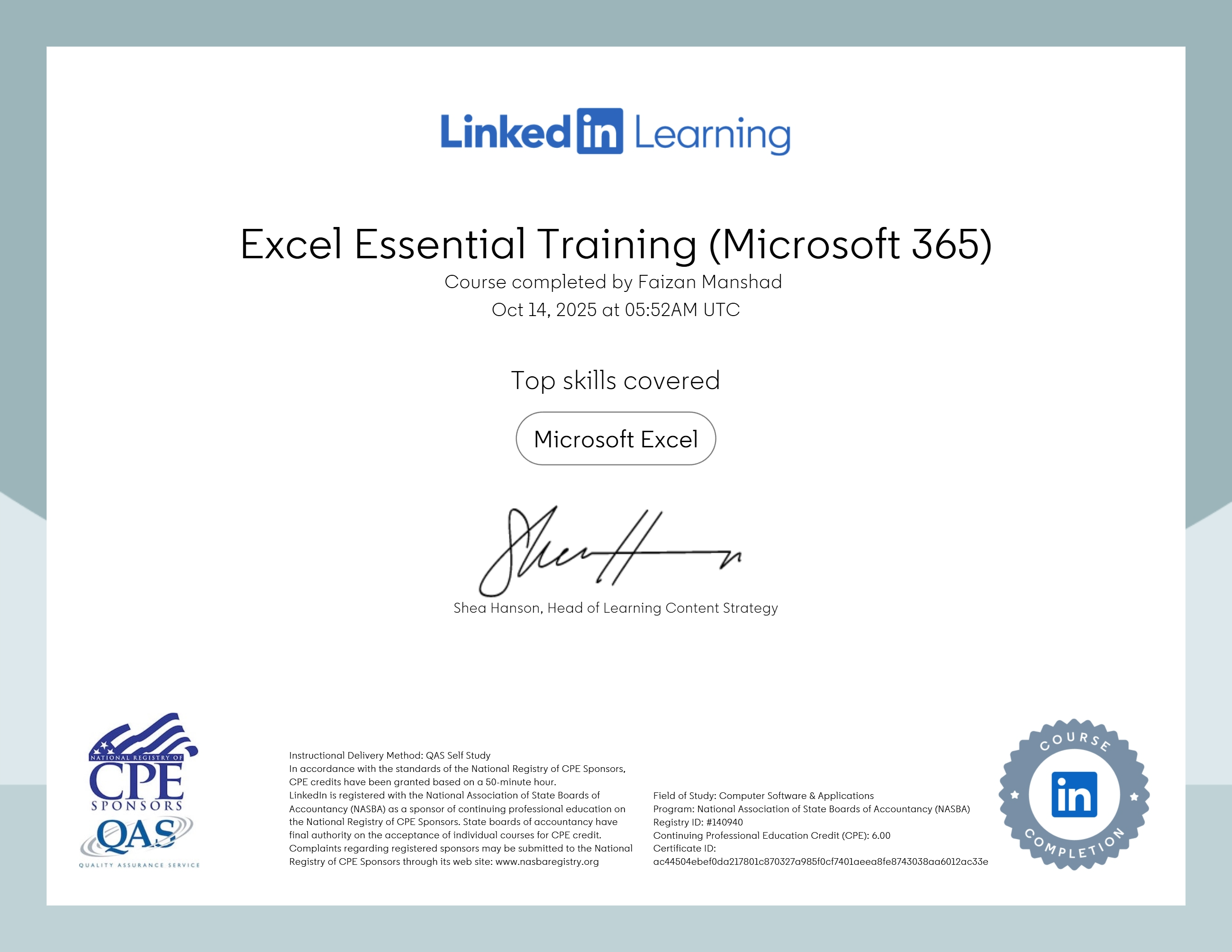 Certificate / Document
