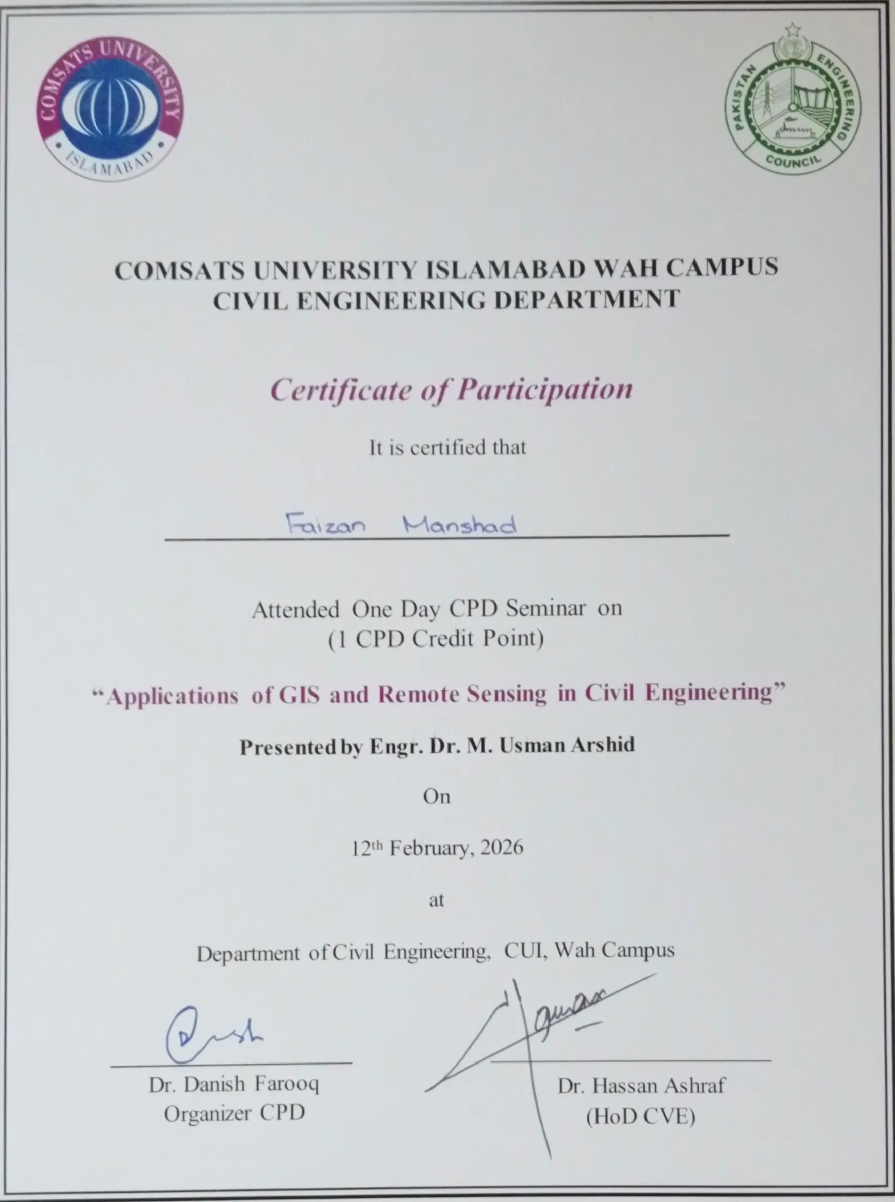 Certificate / Document