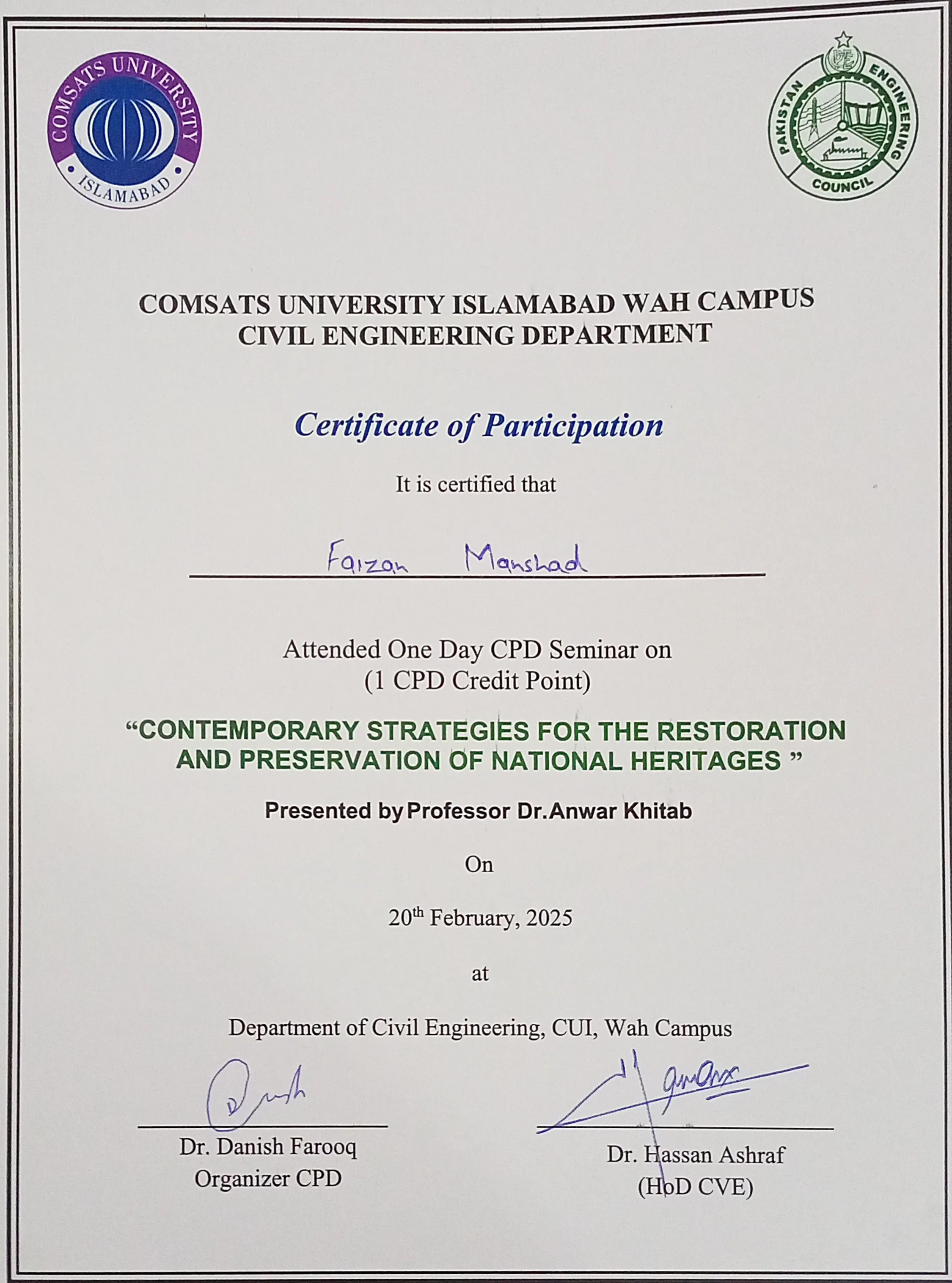 Certificate / Document