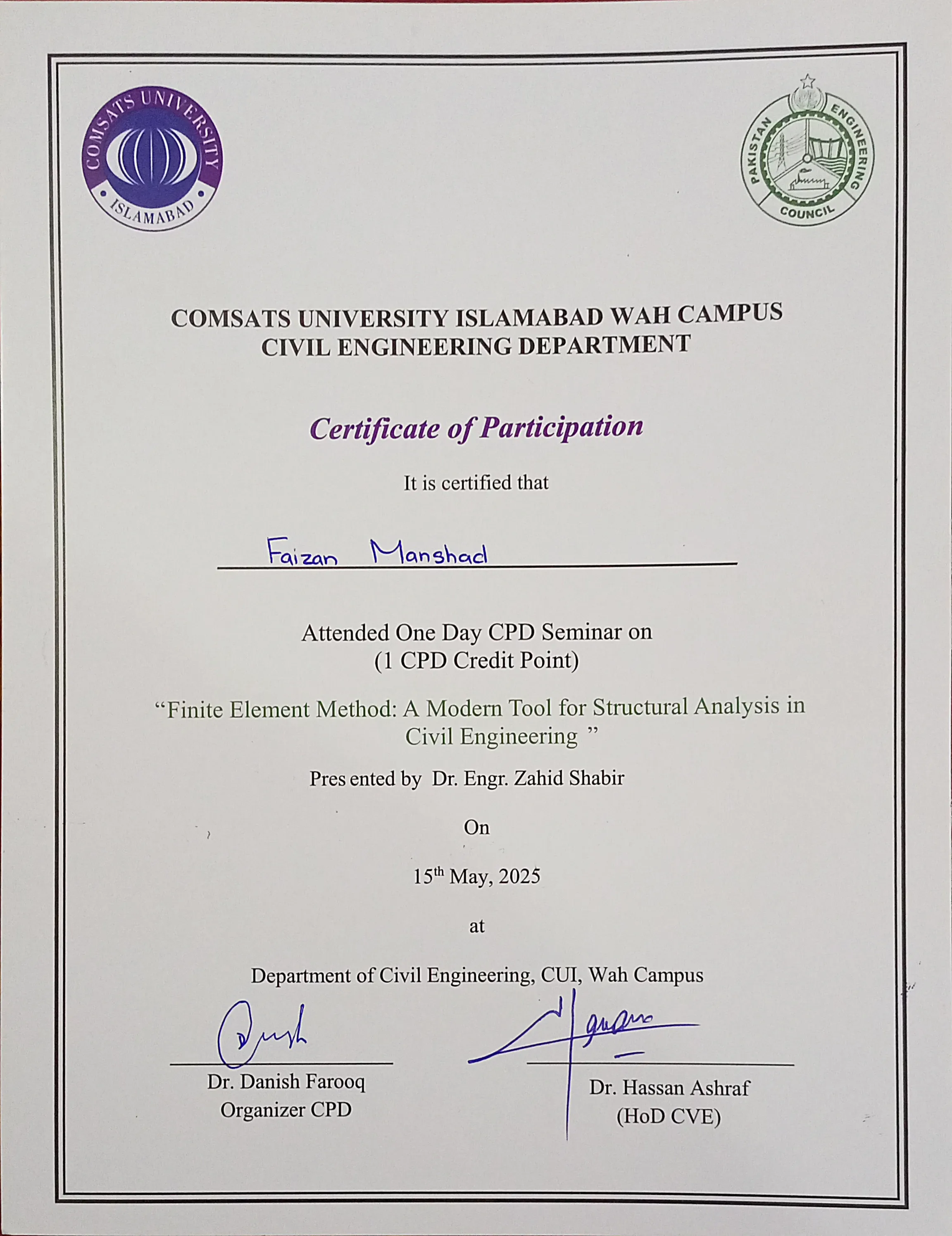 Certificate / Document