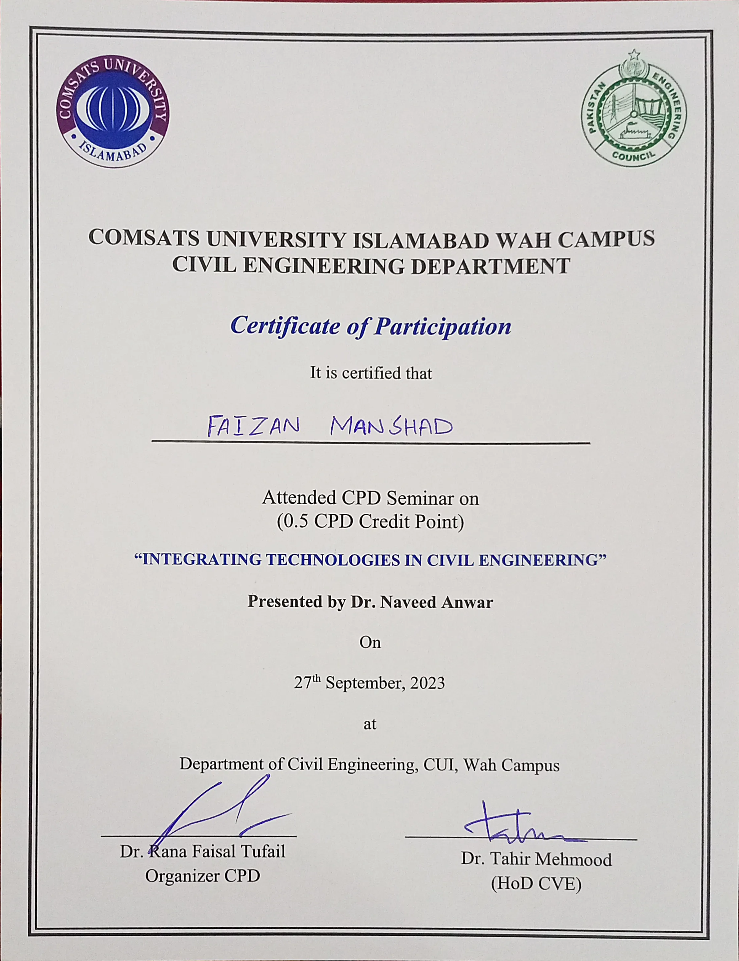Certificate / Document