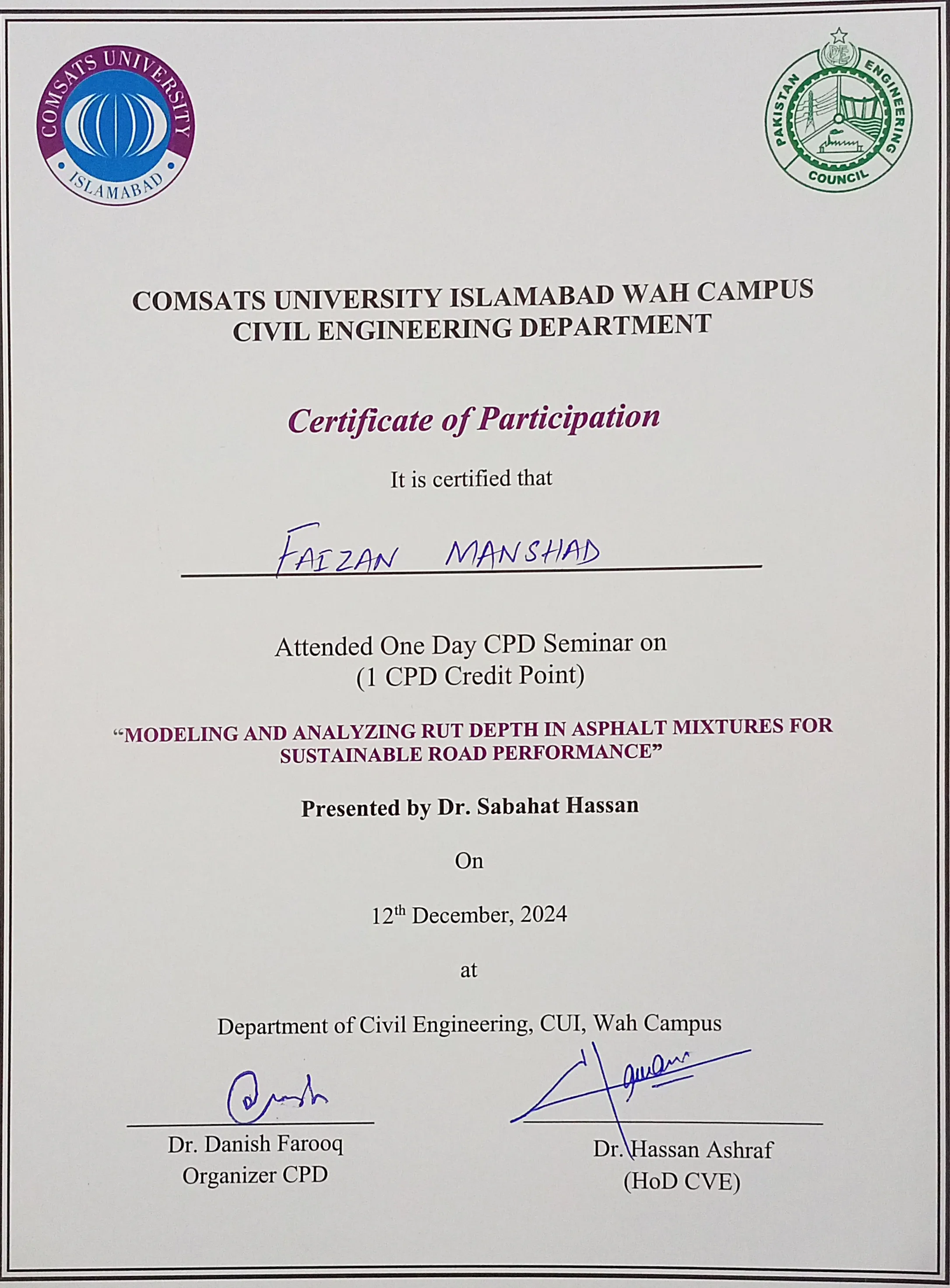 Certificate / Document