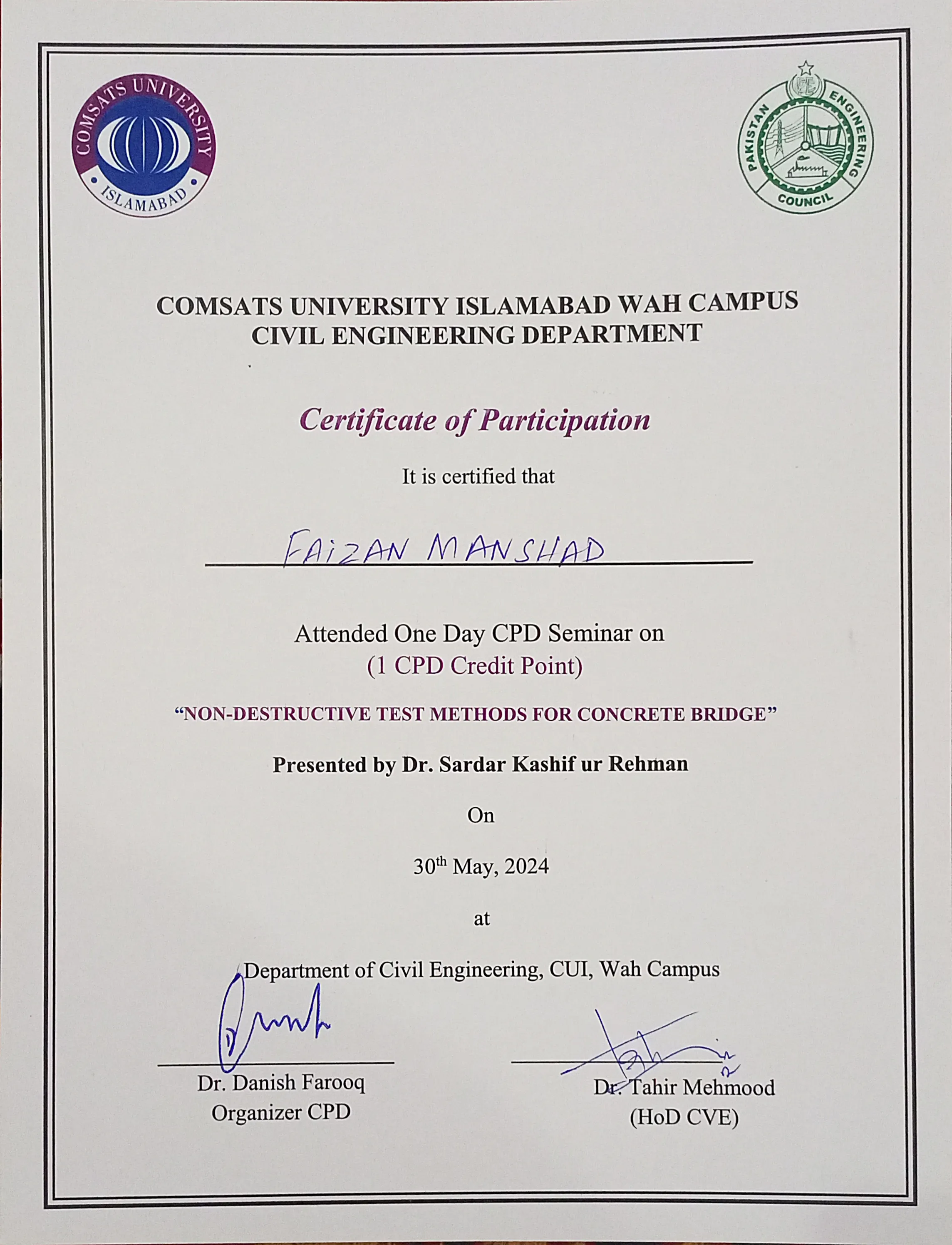 Certificate / Document