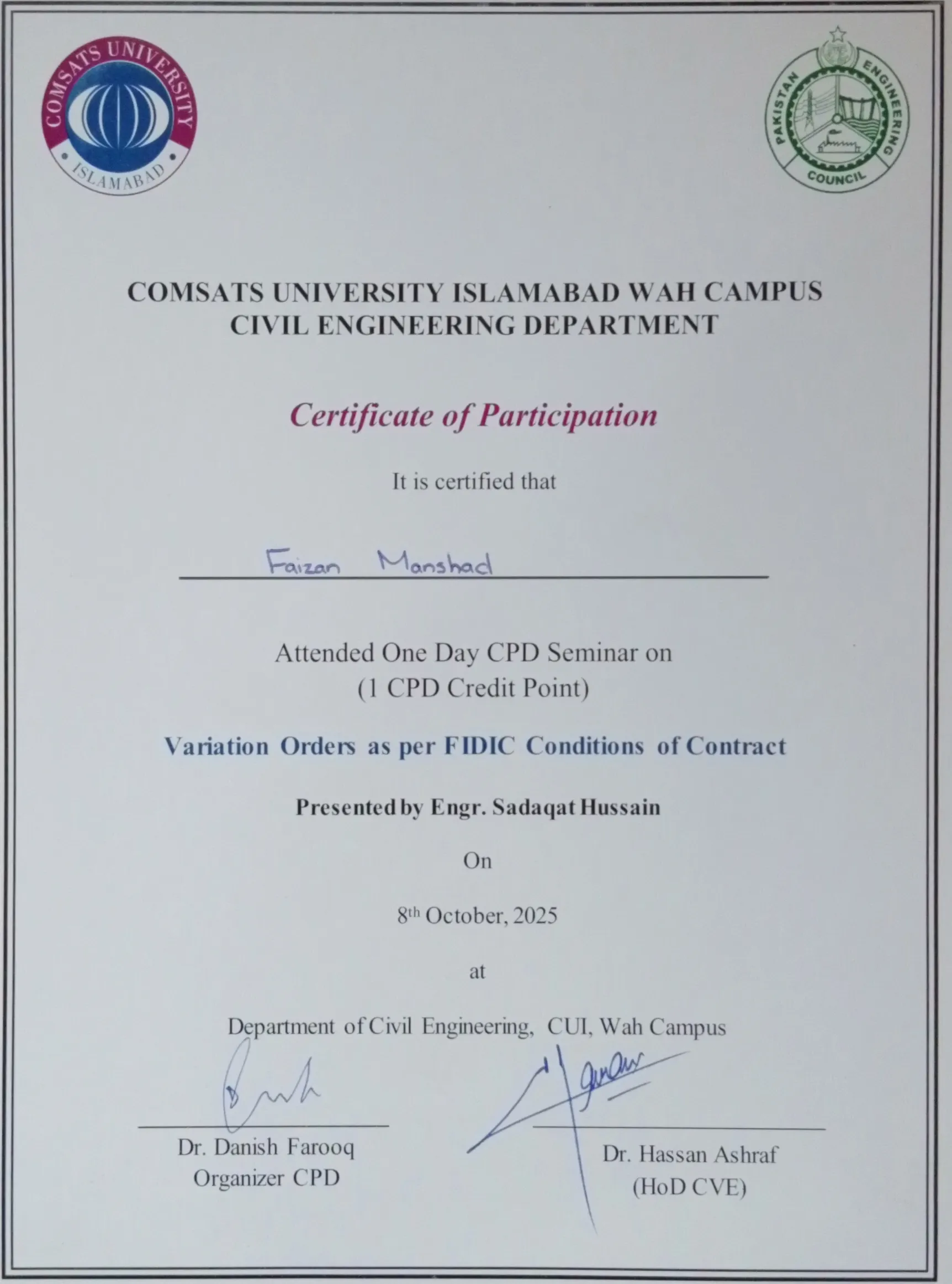 Certificate / Document